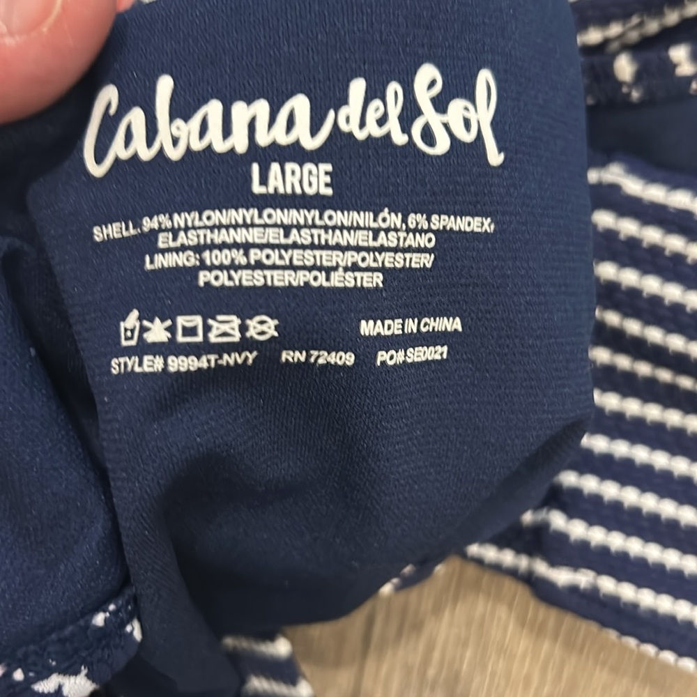 Cabana Del Sol Women's Striped Bikini Set - Navy Blue/White - Large - Picture 4 of 4